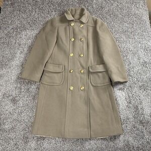 VTG Womens Wool Coat Medium Beige Long‎ Double Breasted Military ILGWU